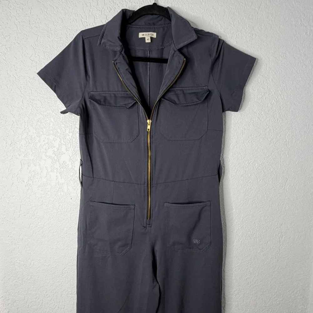 Albion City Jumpsuit Charcoal Grey Utility Boiler Suit‎ Short Sleeve XS